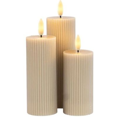 Sirius Smilla Wiederaufladbare LED-Kerzen-Set - 3 Stück, Warmes Grau - LED Kerzen-Set Sirius Smilla Wiederaufladbare LED-Kerzen-Set - 3 Stück, Warmes Grau - LED Kerzen-Set