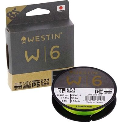Westin W6 8 Strand Lime Punch Braid 135m - 0.148mm 6.8 kgs Westin W6 8 Strand Lime Punch Braid 135m - 0.148mm 6.8 kgs