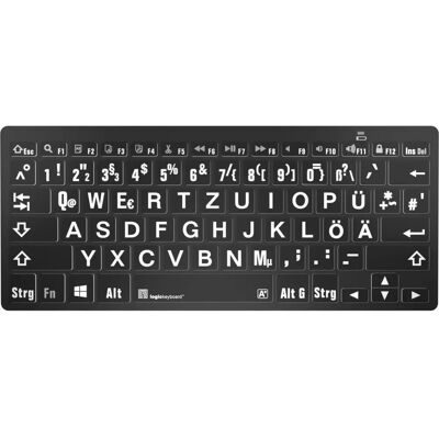 LOGICKEYBOARD XL-Print White on Black DE - Bluetooth Tastatur LOGICKEYBOARD XL-Print White on Black DE - Bluetooth Tastatur