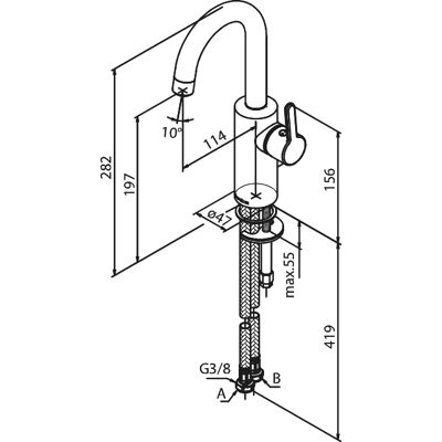 Damixa Silhouet PVD Edelstahlarmatur - Einhebel, 6 l/min, 282mm hoch Damixa Silhouet PVD Edelstahlarmatur - Einhebel, 6 l/min, 282mm hoch