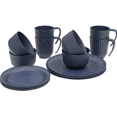 Set de Dîner pour 4 Personnes Outwell Delish Navy Night - Service - Publicité Set de Dîner pour 4 Personnes Outwell Delish Navy Night - Service - Publicité