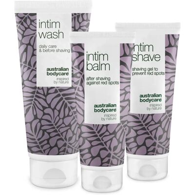 Australian Bodycare - Ensemble de 3 produits de rasage intime pour peau sensible - Publicité Australian Bodycare - Ensemble de 3 produits de rasage intime pour peau sensible - Publicité
