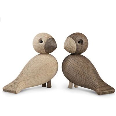 Set di Figurine di Legno Lovebirds - Quercia Naturale e Affumicata - 9cm Set di Figurine di Legno Lovebirds - Quercia Naturale e Affumicata - 9cm
