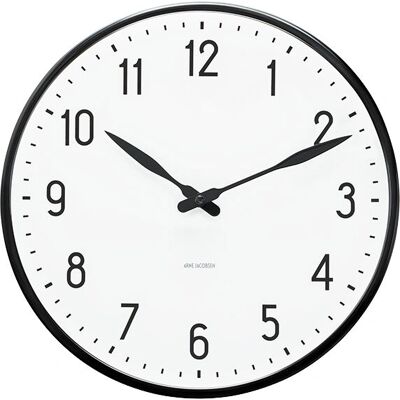 Reloj de Pared Redondo Blanco/Negro Arne Jacobsen - Estación - 29cm Reloj de Pared Redondo Blanco/Negro Arne Jacobsen - Estación - 29cm