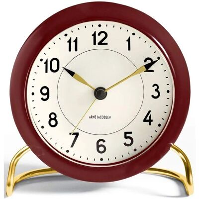 Arne Jacobsen Stasjon Klokke - Ø 11cm - Bordeaux/Hvitt - Klassisk Dansk Design Arne Jacobsen Stasjon Klokke - Ø 11cm - Bordeaux/Hvitt - Klassisk Dansk Design