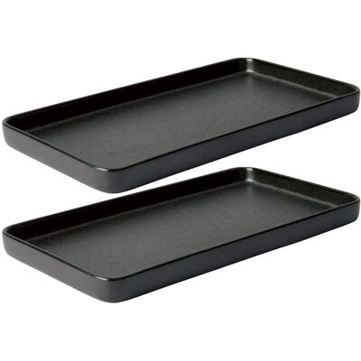 Aida Raw Rektangulært fad sæt - 2 stk - Titanium Black Aida Raw Rektangulært fad sæt - 2 stk - Titanium Black