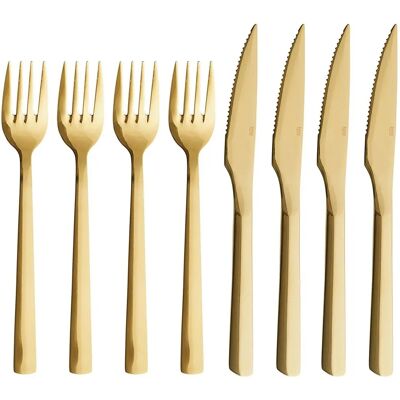 AIDA RAW 8 stk. guldfarvet steakbestiksæt AIDA RAW 8 stk. guldfarvet steakbestiksæt