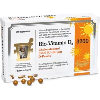 Pharma Nord D-Pearls Bio-Vitamina D3 3200 IU - 80 Cápsulas Pharma Nord D-Pearls Bio-Vitamina D3 3200 IU - 80 Cápsulas