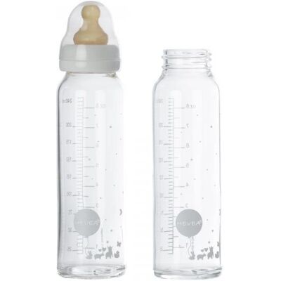 HEVEA 4087 Flasker - Glass, 240ml, Hvit - Babyflaske HEVEA 4087 Flasker - Glass, 240ml, Hvit - Babyflaske
