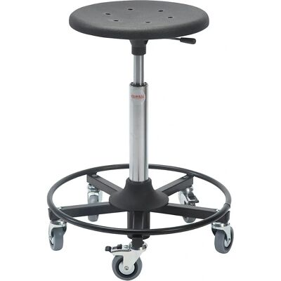 Taburete ajustable Kaiserkraft - Marco de acero, asiento PU, 5 ruedas Taburete ajustable Kaiserkraft - Marco de acero, asiento PU, 5 ruedas
