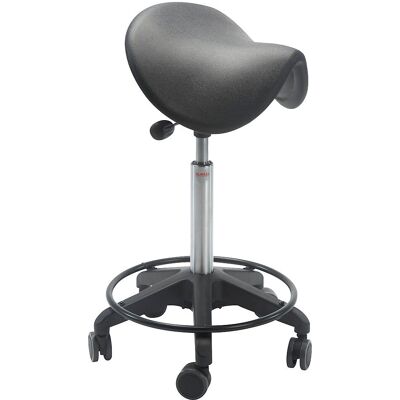 Taburete ergonómico de silla de montar - Altura ajustable, ruedas 65mm Taburete ergonómico de silla de montar - Altura ajustable, ruedas 65mm