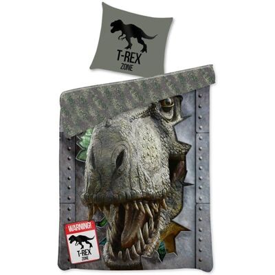 Licens Dinosaur Sengetøj - T-Rex - Vendbar Bomuld 140x200cm Licens Dinosaur Sengetøj - T-Rex - Vendbar Bomuld 140x200cm