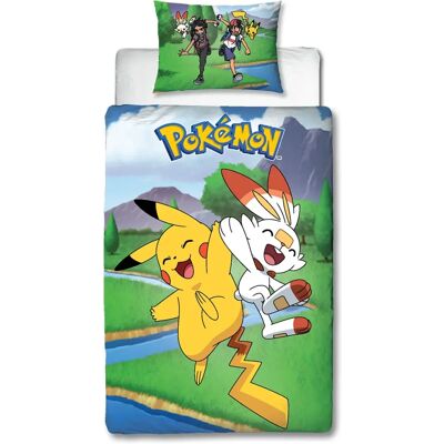 Pokémon Sengetøy - 140x200 cm - Pikachu, Scorbunny - Bomull Pokémon Sengetøy - 140x200 cm - Pikachu, Scorbunny - Bomull