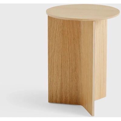 Hay Table Slit Bois Naturel - Round High, Ø 35 x H 47 cm - Table - Publicité Hay Table Slit Bois Naturel - Round High, Ø 35 x H 47 cm - Table - Publicité