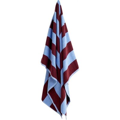 Serviette de bain Frotté à rayures HAY - 100x150 cm - Bordeaux & Bleu ciel - Publicité Serviette de bain Frotté à rayures HAY - 100x150 cm - Bordeaux & Bleu ciel - Publicité