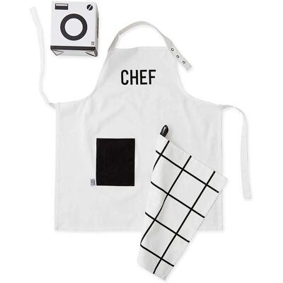 Set di Grembiule e Strofinaccio Design Letters - Nero/Bianco - Taglia Unica Set di Grembiule e Strofinaccio Design Letters - Nero/Bianco - Taglia Unica