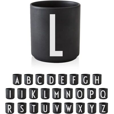 Design Letters Svart Bone China Kopp - Personlig Bokstav Design Letters Svart Bone China Kopp - Personlig Bokstav