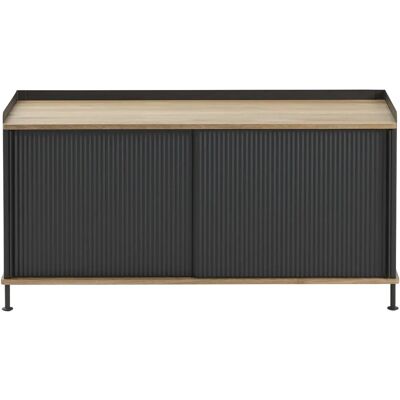Buffet Enfold Muuto - 124x45 - Chêne gris anthracite et acier - Publicité Buffet Enfold Muuto - 124x45 - Chêne gris anthracite et acier - Publicité