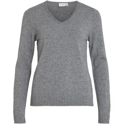 Vila Viril Pull L/s Col V - Noos (14042769) - Gris Moyen Mélange Vila Viril Pull L/s Col V - Noos (14042769) - Gris Moyen Mélange