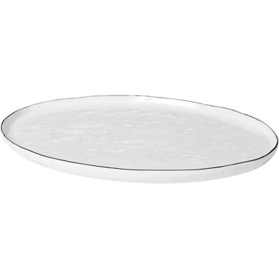 Broste Copenhagen Salt Placa de servir de porcelana hecha a mano - Oval 39x27 cm Broste Copenhagen Salt Placa de servir de porcelana hecha a mano - Oval 39x27 cm