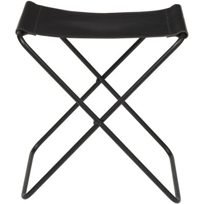 Taburete Plegable Nola de Broste Copenhagen - Cuero e Hierro Negro Taburete Plegable Nola de Broste Copenhagen - Cuero e Hierro Negro