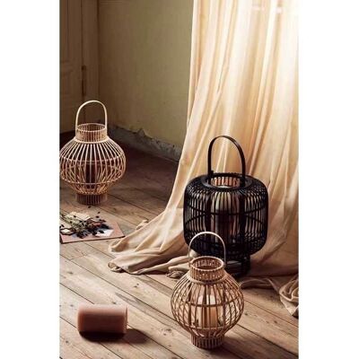 Farol Globus de Broste Copenhagen - Bambú/Vidrio, 36x40cm Farol Globus de Broste Copenhagen - Bambú/Vidrio, 36x40cm