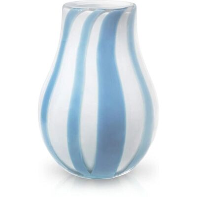 Vaso Broste Copenhagen 'Ada Stripe' Blu - 15,5cm x 22,5cm - Vetro Vaso Broste Copenhagen 'Ada Stripe' Blu - 15,5cm x 22,5cm - Vetro