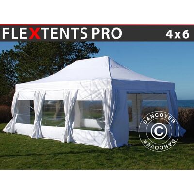 Dancover White 4x6m Pop-up Gazebo with Sidewalls & Curtains - PRO Dancover White 4x6m Pop-up Gazebo with Sidewalls & Curtains - PRO