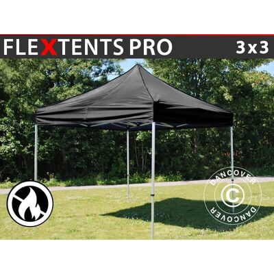 Dancover FleXtents PRO 3x3m Black Waterproof Flame Retardant Pop Up Gazebo Dancover FleXtents PRO 3x3m Black Waterproof Flame Retardant Pop Up Gazebo