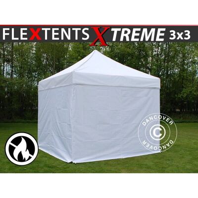 Dancover FleXtents Xtreme 50 3x3m Gazebo Pop-up Blanco - Ignífugo, Incl. 4 Paneles Laterales Dancover FleXtents Xtreme 50 3x3m Gazebo Pop-up Blanco - Ignífugo, Incl. 4 Paneles Laterales