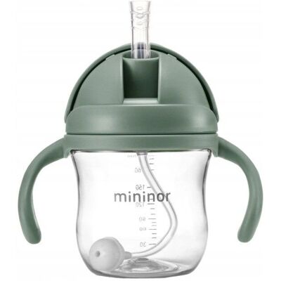 Mininor dziecięcy kubek z rurką - Tritan - 220 ml - Zielony Mininor dziecięcy kubek z rurką - Tritan - 220 ml - Zielony
