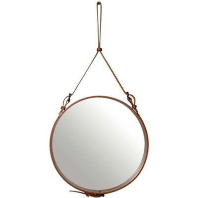 Gubi Adnet Veggspiegel - 58cm Læder Messing - Art Deco Stil Gubi Adnet Veggspiegel - 58cm Læder Messing - Art Deco Stil