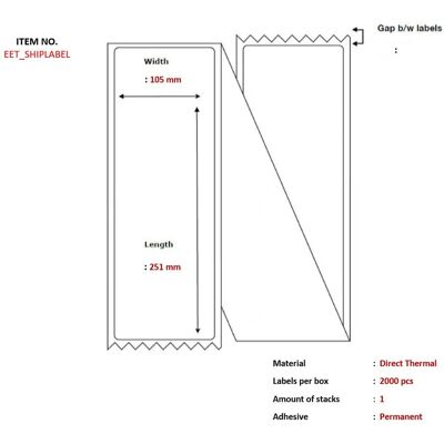 Capture White Thermal Shipping Label - 105x251mm Capture White Thermal Shipping Label - 105x251mm