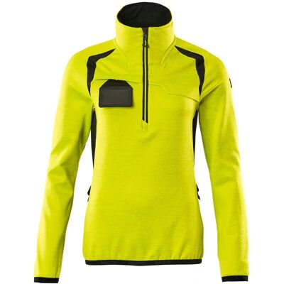 Pull en fleece pour femmes avec demi-zip - Hi-vis jaune/noir Pull en fleece pour femmes avec demi-zip - Hi-vis jaune/noir