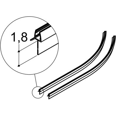Dansani Match Modell E Dichtleiste - Standard-Dichtleiste für halbrunde Tür Dansani Match Modell E Dichtleiste - Standard-Dichtleiste für halbrunde Tür
