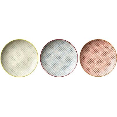Bloomingville Modèle 20cm Assiettes à dessert peintes à la main colorées - Ensemble de 3 - Vaisselle - Publicité Bloomingville Modèle 20cm Assiettes à dessert peintes à la main colorées - Ensemble de 3 - Vaisselle - Publicité
