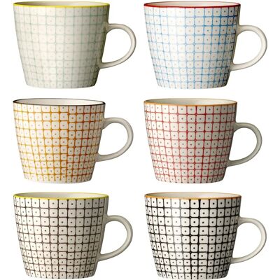Bloomingville Carla Mug - Handmade Set of 6, Assorted Colours Bloomingville Carla Mug - Handmade Set of 6, Assorted Colours