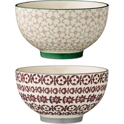 Bloomingville Karine Bol - Céramique, 2 pièces, Ø 13,5cm, Multicolore Bloomingville Karine Bol - Céramique, 2 pièces, Ø 13,5cm, Multicolore