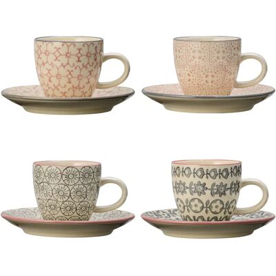 Set di 4 tazze da espresso Cécile di Bloomingville con piattini Set di 4 tazze da espresso Cécile di Bloomingville con piattini