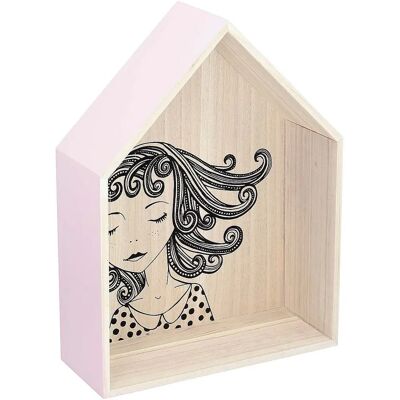 Lovely House różowy 49cm - 37x14x49 - Paulownia - półka Lovely House różowy 49cm - 37x14x49 - Paulownia - półka
