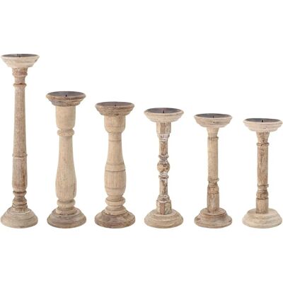 Bloomingville Modell Carola Sett med 6 Resirkulert Trelysestaker - Lysestaker Sett Bloomingville Modell Carola Sett med 6 Resirkulert Trelysestaker - Lysestaker Sett