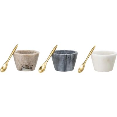 Set de 3 bols en marbre avec cuillères Bloomingville Set de 3 bols en marbre avec cuillères Bloomingville