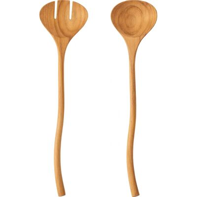 Bloomingville Sidra Juego de Cucharas de Teca para Ensalada - Juego de 2 Bloomingville Sidra Juego de Cucharas de Teca para Ensalada - Juego de 2