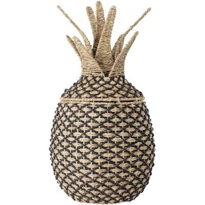 Bloomingville - Cesta de piña con tapa - Negro/Natural Bloomingville - Cesta de piña con tapa - Negro/Natural