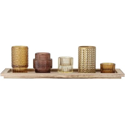 Bloomingville Kerzenhalter Set - Holzteller - Gemütliche Atmosphäre Bloomingville Kerzenhalter Set - Holzteller - Gemütliche Atmosphäre
