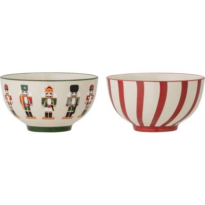 Bloomingville Jolly Set aus 2 roten und weißen Schalen - Weihnachten Bloomingville Jolly Set aus 2 roten und weißen Schalen - Weihnachten