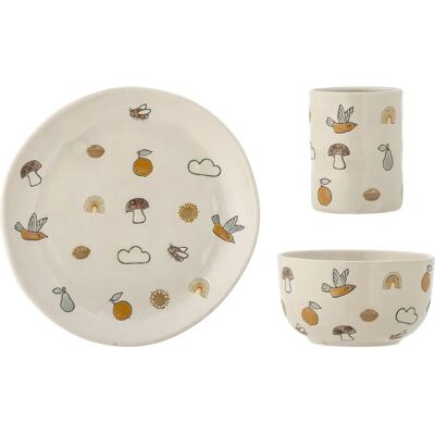 Bloomingville MINI Agnes Barne-servise, hvitt, 3 deler Bloomingville MINI Agnes Barne-servise, hvitt, 3 deler