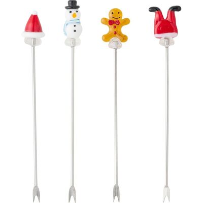 Bloomingville - Set di 4 forchette da cocktail rosse – Tavola festiva Bloomingville - Set di 4 forchette da cocktail rosse – Tavola festiva