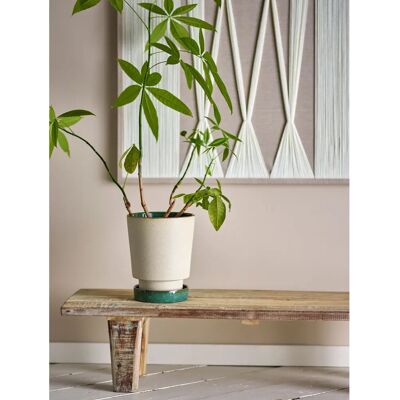 Bloomingville Idril Steingut Blumentopf mit Untertasse - Natur - Gartendekor Bloomingville Idril Steingut Blumentopf mit Untertasse - Natur - Gartendekor