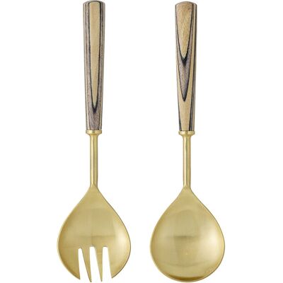 Bloomingville Fumio Set de Couverts à Salade - Or - Bois de Manguier - Publicité Bloomingville Fumio Set de Couverts à Salade - Or - Bois de Manguier - Publicité
